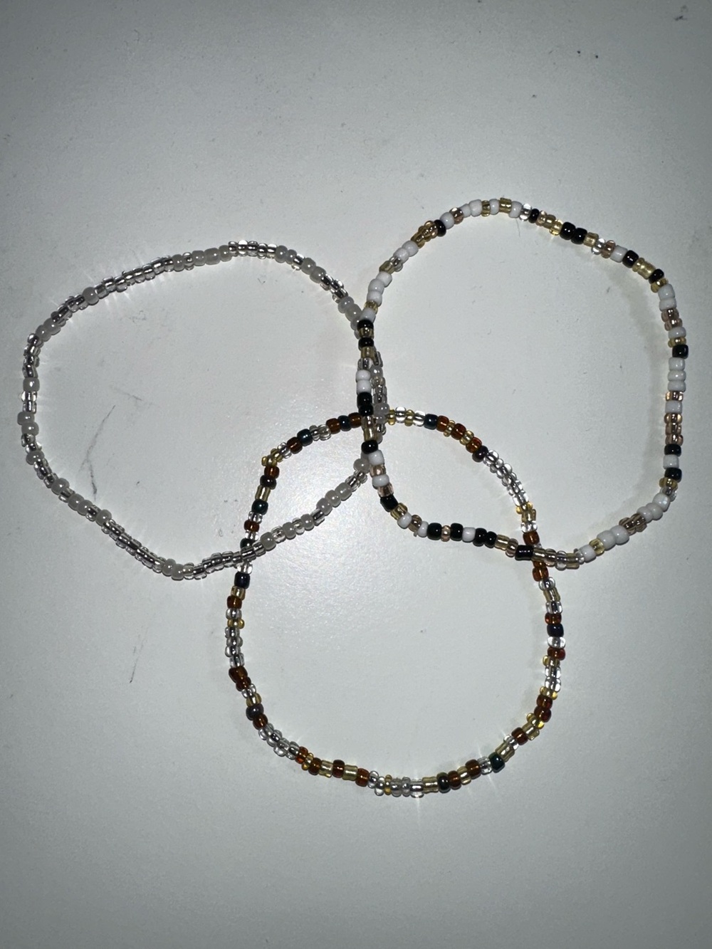 Multicolor Seed Bead Stretch Anklets - Set of 3